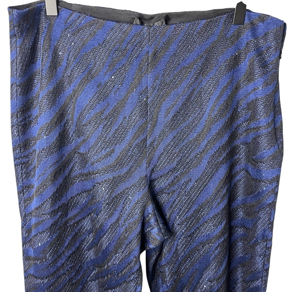 St John Party Animal Pants Blue Black Sequins Size 14 Animal Print Straight Leg - Picture 3 of 10